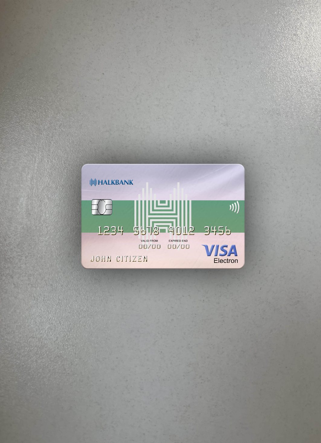 Download Turkmenistan Halkbank visa electron card photolook front Photoshop template